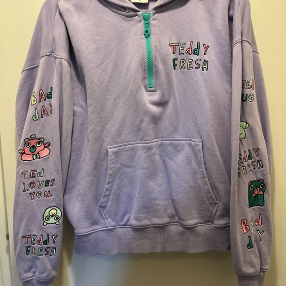 Teddy Fresh Lavender Hoodie with Colorful Sleeve Graphics - Picture 1 of 5